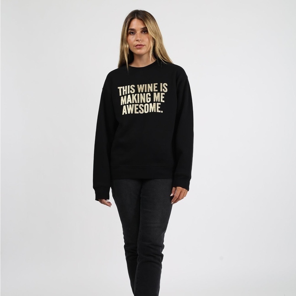 BRUNETTE The Label Classic Crewneck Sweatshirt- Gold Glitter